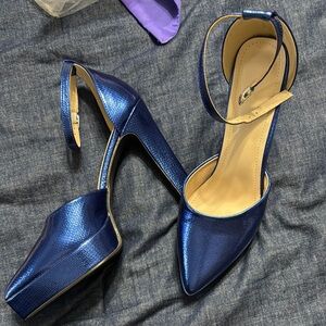 Elegant Blue Ankle Strap Heels